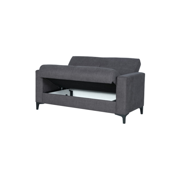 Divano 2 Posti Con Cassettone 152x87x90 Tessuto Grigio Bravo Bacos