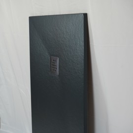 Piatto doccia in mineralmarmo 80x120 cm antracite effetto pietra con griglia e piletta sifonata
