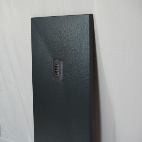 Piatto doccia in mineralmarmo 80x100 cm antracite effetto pietra con griglia e piletta sifonata
