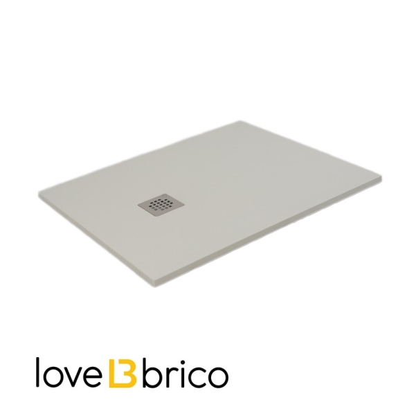 Piatto doccia FLAT 80x120 cm beige effetto pietra in mineralmarmo con griglia e piletta sifonata Jonathan