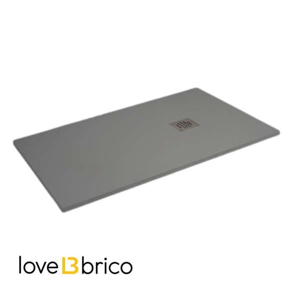 Piatto doccia FLAT 80x120 cm grigio chiaro effetto pietra in mineralmarmo con griglia e piletta sifonata Jonathan