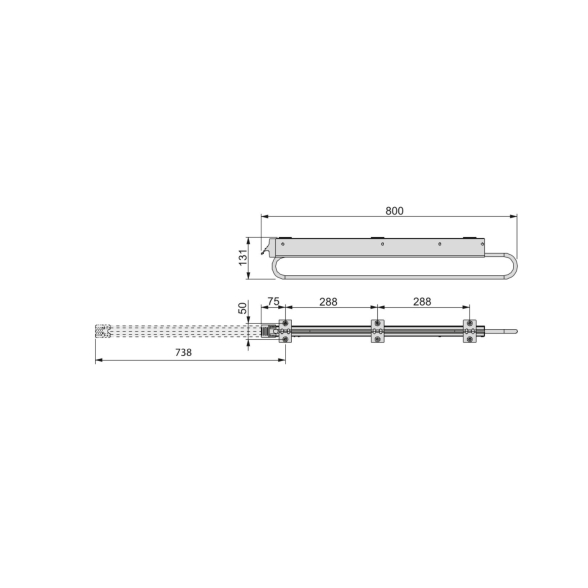 Appendiabiti grigio estraibile in alluminio da 80 cm per armadi