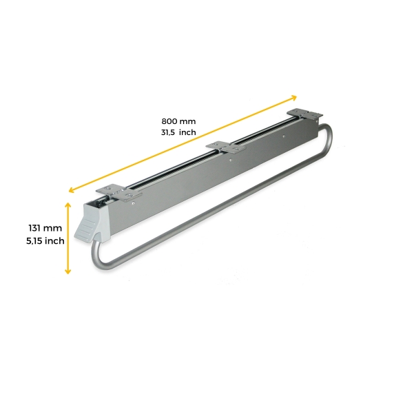 Appendiabiti grigio estraibile in alluminio da 80 cm per armadi