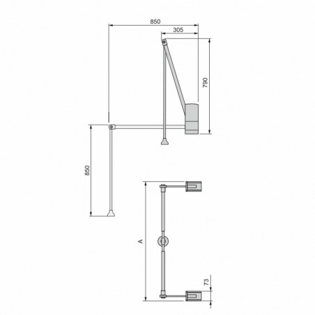 Appendiabiti regolabile a parete per armadio 60-83 cm Cromato in Acciaio e Tecnoplastica