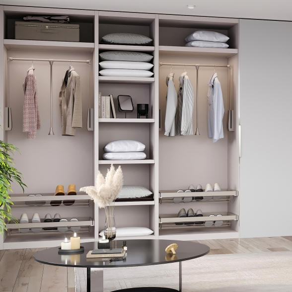 Appendiabiti regolabile per armadio da 45 a 60 cm grigio pietra 
