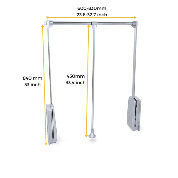 Appendiabiti regolabile per armadio da 60 a 83 cm Cromato 