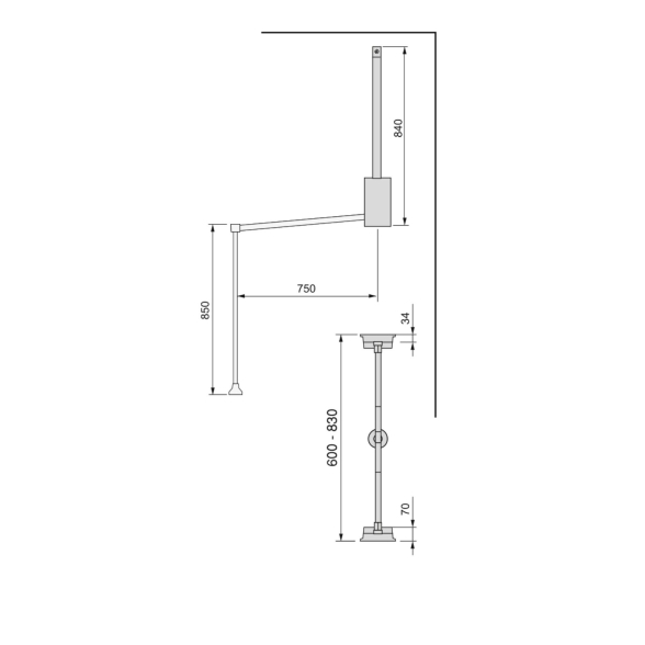 Appendiabiti regolabile per armadio da 60 a 83 cm moka