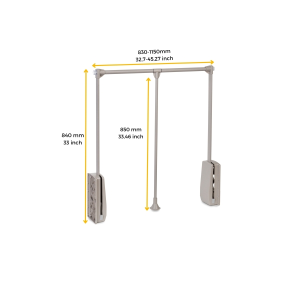Appendiabiti regolabile per armadio da 83 a 115 cm grigio pietra