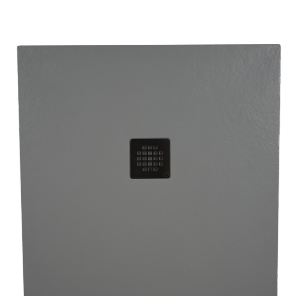 Piatto doccia FLAT 80x120 cm grigio chiaro effetto pietra in mineralmarmo con griglia e piletta sifonata Jonathan