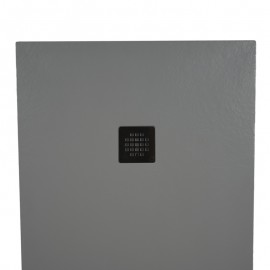 Piatto doccia in mineralmarmo 80x100 cm grigio chiaro effetto pietra con griglia e piletta sifonata