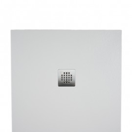 Piatto doccia in mineralmarmo 80x120 cm bianco effetto pietra con griglia e piletta sifonata Jonathan