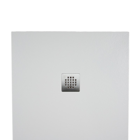 Piatto doccia FLAT 80x120 cm bianco effetto pietra in mineralmarmo con griglia e piletta sifonata Jonathan