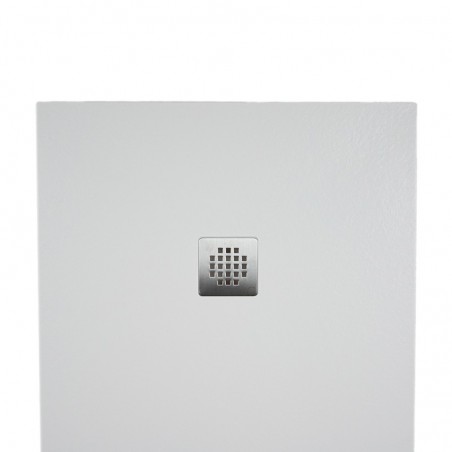 Piatto doccia in mineralmarmo 80x100 cm bianco effetto pietra con griglia e piletta sifonata