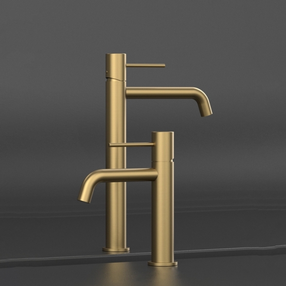 Miscelatore Per Lavabo In Ottone Oro Spazzolato Smooth Rubicer