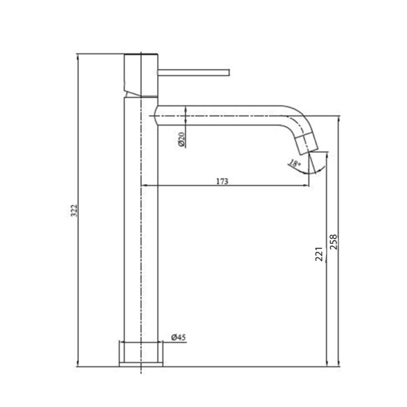 Miscelatore Lavabo Alto In Ottone Grigio Spazzolato Smooth Rubicer