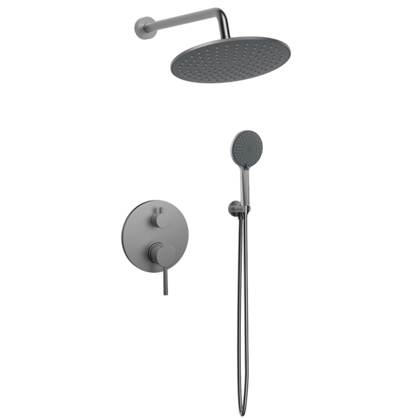 Set Doccia 3 Pezzi Ad Incasso Grigio Spazzolato Smooth Rubicer