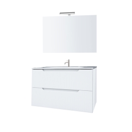 Mobile Bagno Cannettato 100 Cm 2 Cassetti LINE - Bianco Lucido