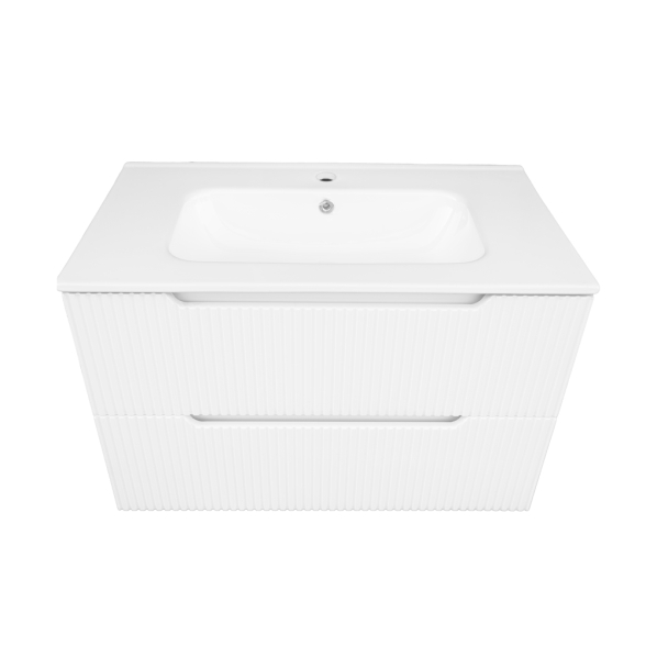 Mobile Bagno Cannettato 100 Cm 2 Cassetti LINE - Bianco Lucido