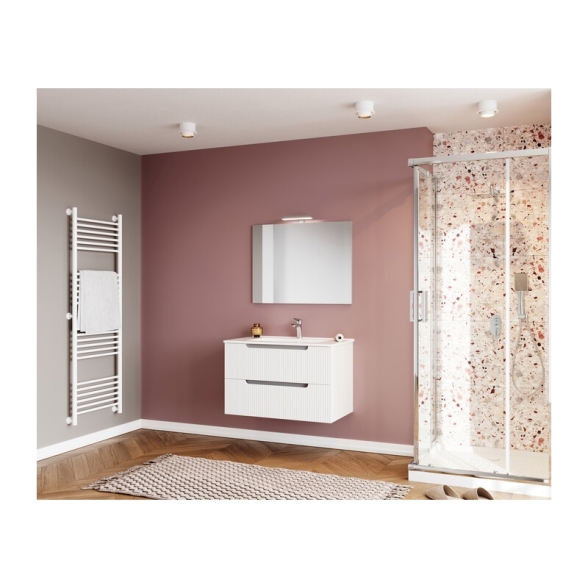 Mobile Bagno Cannettato 100 Cm 2 Cassetti LINE - Bianco Lucido