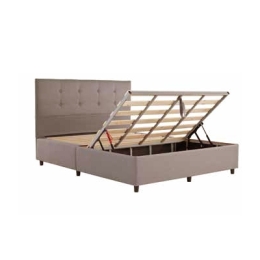 Letto Piazza E Mezzo 120x200 Cm Con Vano Contenitore Tessuto Beige