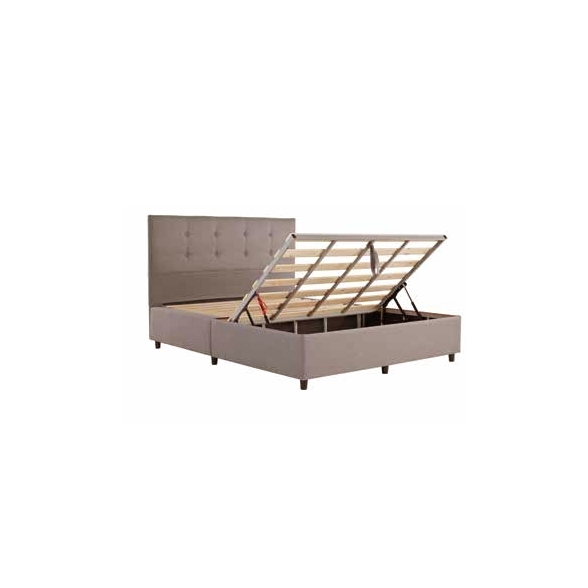 Letto Matrimoniale 160x200 Con Vano Contenitore Tessuto Beige