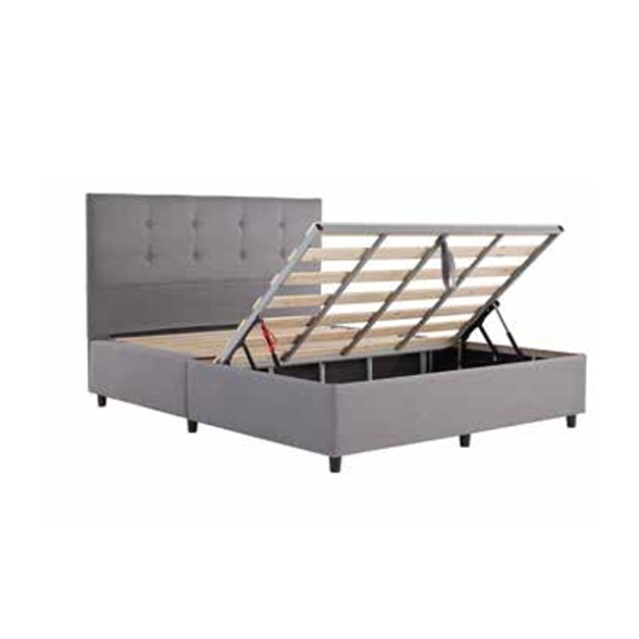 Letto Matrimoniale 160x200 Con Vano Contenitore Tessuto Grigio Chiaro