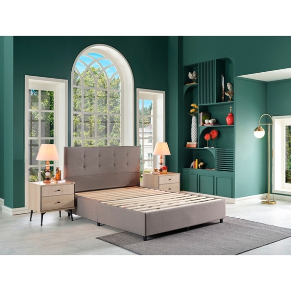 Letto Matrimoniale 160x200 Con Vano Contenitore Tessuto Grigio Chiaro