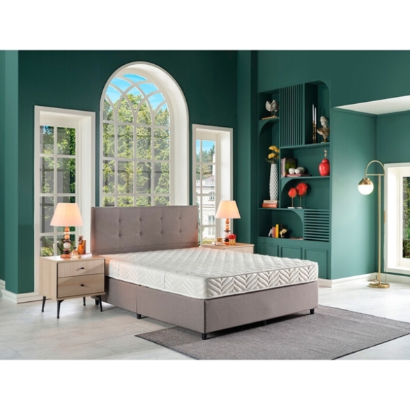 Letto Matrimoniale 160x200 Con Vano Contenitore Tessuto Grigio Chiaro