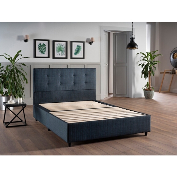 Letto Piazza E Mezzo Con Vano Contenitore Tessuto Grigio Scuro