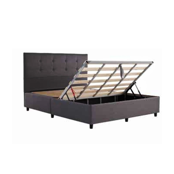 Letto Matrimoniale 160x200 Con Vano Contenitore Tessuto Grigio Scuro