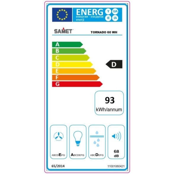 Cappa Sottopensile 60 Cm Tornado Bianco Samet