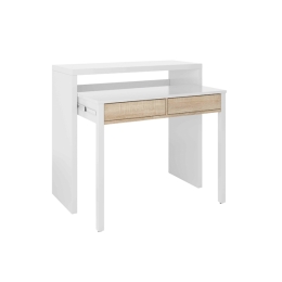 Scrivania Consolle Estraibile 98x36x87 Cm Bianco E Rovere