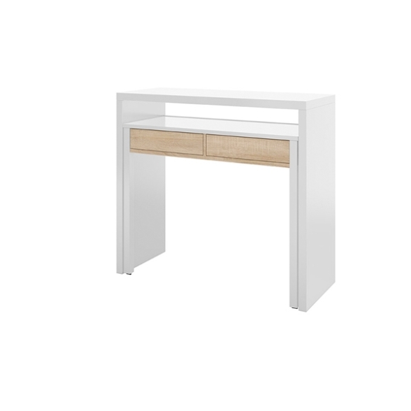 Scrivania Consolle Estraibile 98x36x87 Cm Bianco E Rovere