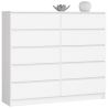 Cassettiera Credenza 140x40x120 Cm 10 Cassetti Artika Bianco Opaco