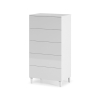 Cassettiera 5 Cassetti Con Piedini 61x40x117 Bianco Lucido Loft