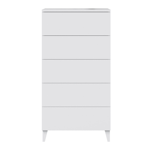 Cassettiera 5 Cassetti Con Piedini 61x40x117 Bianco Lucido Loft
