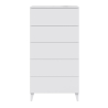 Cassettiera 5 Cassetti Con Piedini 61x40x117 Bianco Lucido Loft