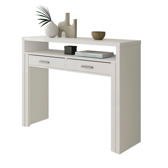 Scrivania Consolle Estraibile 98x36x87 Cm Bianco Opaco