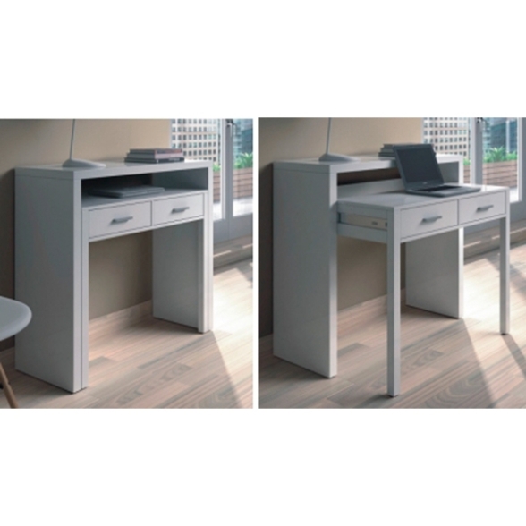 Scrivania Consolle Estraibile 98x36x87 Cm Bianco Opaco