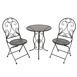 Set Da Giardino Tavolo 60 Cm Sedie Pieghevoli In Ferro Sanremo Nero