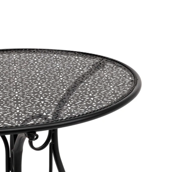 Set Da Giardino Tavolo 60 Cm Sedie Pieghevoli In Ferro Sanremo Nero