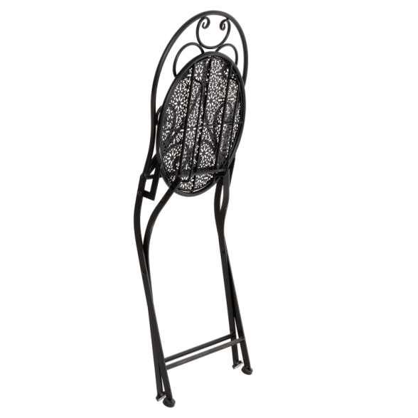 Set Da Giardino Tavolo 60 Cm Sedie Pieghevoli In Ferro Sanremo Nero