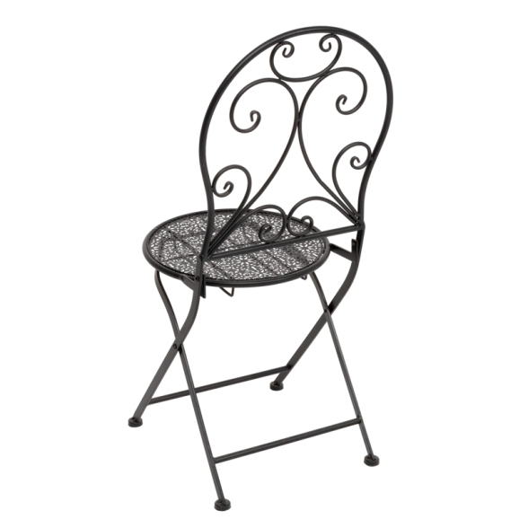 Set Da Giardino Tavolo 60 Cm Sedie Pieghevoli In Ferro Sanremo Nero