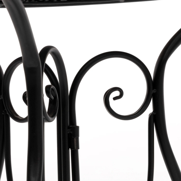 Set Da Giardino Tavolo 60 Cm Sedie Pieghevoli In Ferro Sanremo Nero