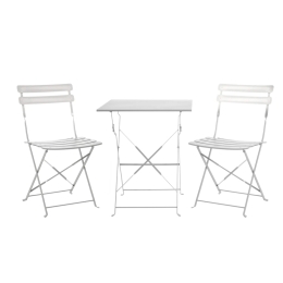 Set Bistrot Pieghevole In Acciaio Tavolo 60x60 2 Sedie Donald Bianco