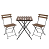 Set Bistrot Pieghevole In Legno Tavolo 54x55 Con 2 Sedie Donald Acacia