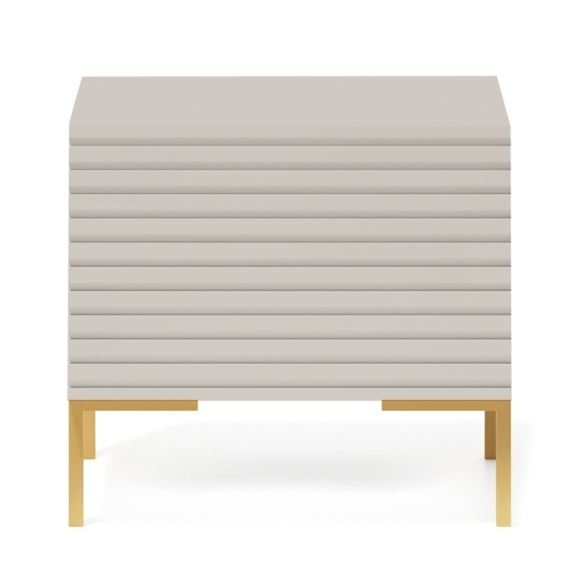 Comodino Cannettato 46 Cm 1 Anta Tortora Piedini Oro Zenith