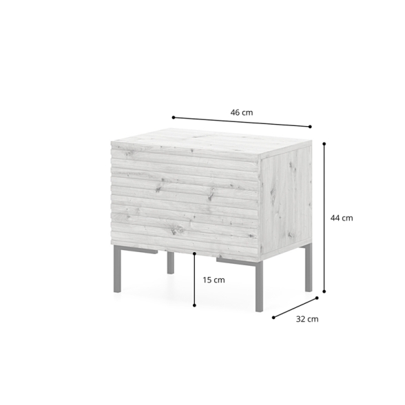 Comodino Cannettato 46 Cm 1 Anta Tortora Piedini Oro Zenith