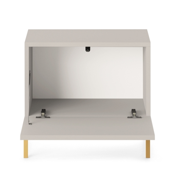 Comodino Cannettato 46 Cm 1 Anta Tortora Piedini Oro Zenith