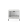 Comodino Cannettato 46 Cm 1 Anta Tortora Piedini Oro Zenith